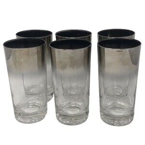 Dorothy Thorpe SILVER FADE Highball Glasses 5 5/8” VTG MCM Barware Set of 6Dorot